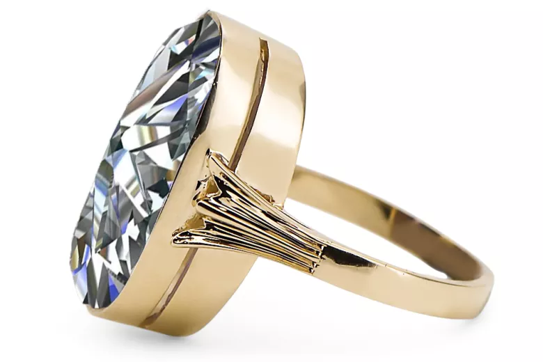 14k żółte złoto Cyrkonia Pierścionek Styl Vintage vrc113y